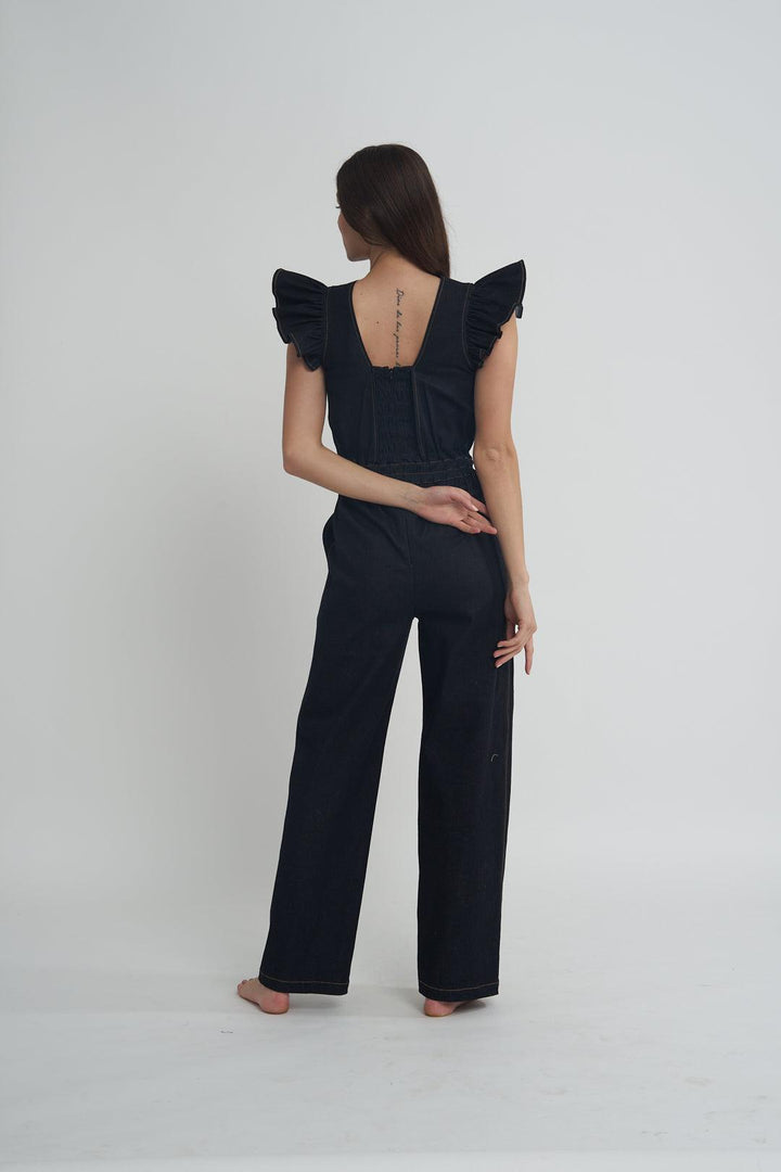Fashion Week Smock Denim Jumpsuit - ANI CLOTHING