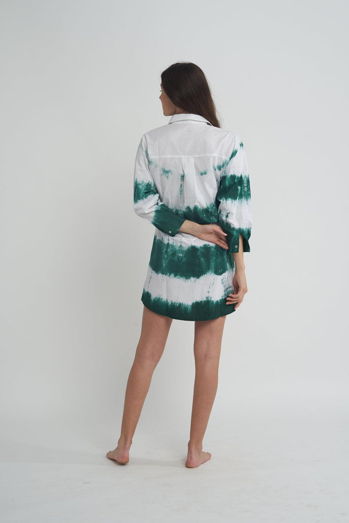 Green Tie-Dye Shirt Dress - ANI CLOTHING
