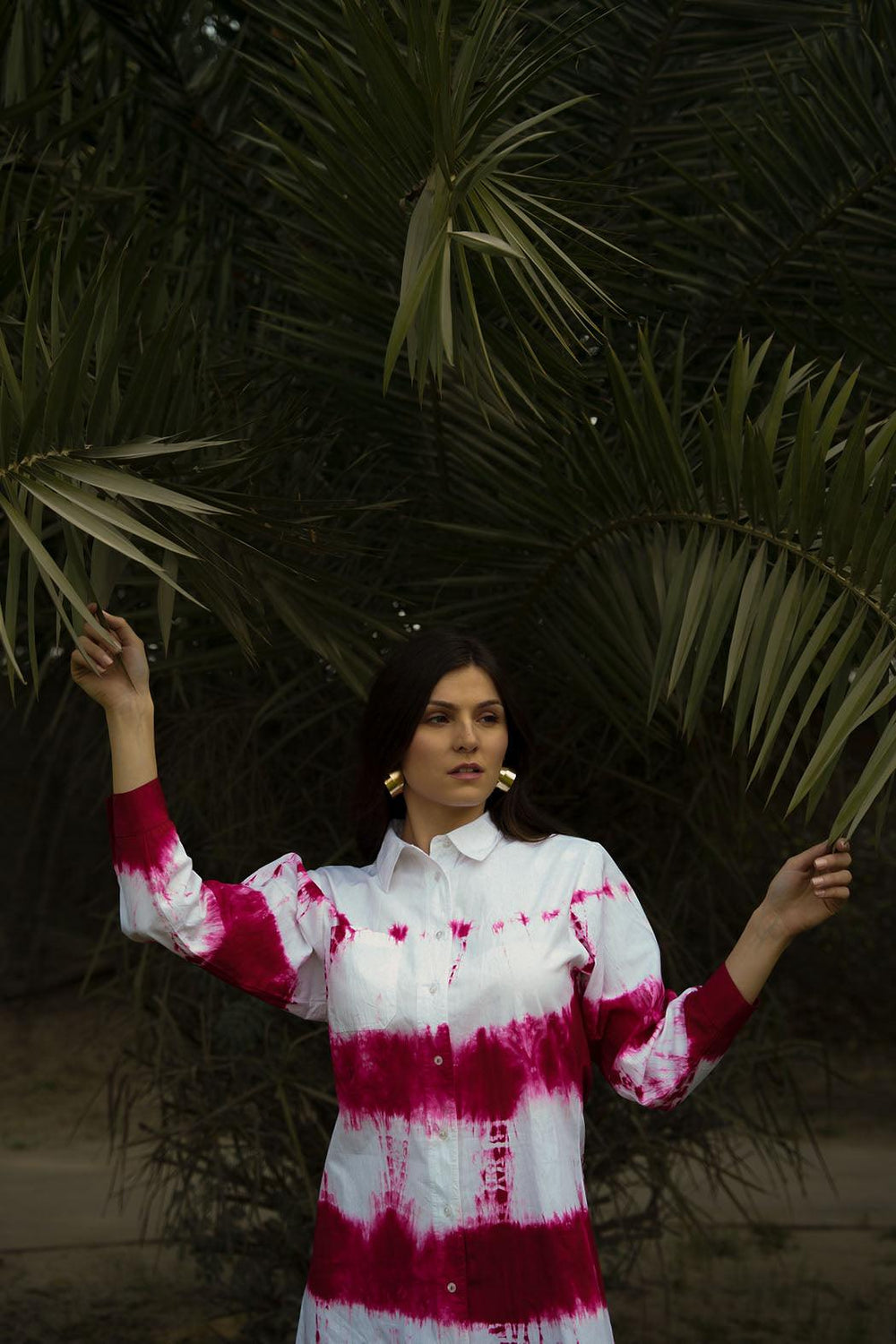 Pink Tie-Dye Shirt Dress - ANI CLOTHING
