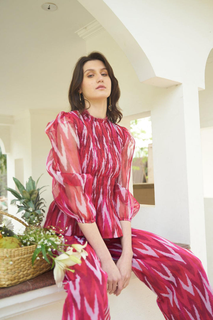 Red Organza Smock Top - ANI CLOTHING