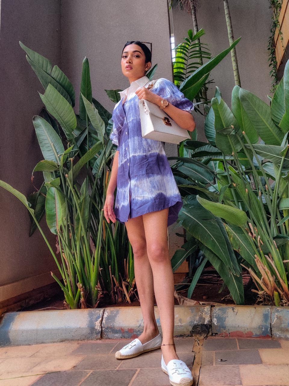 Blue tie dye shirt dress - ANI CLOTHING