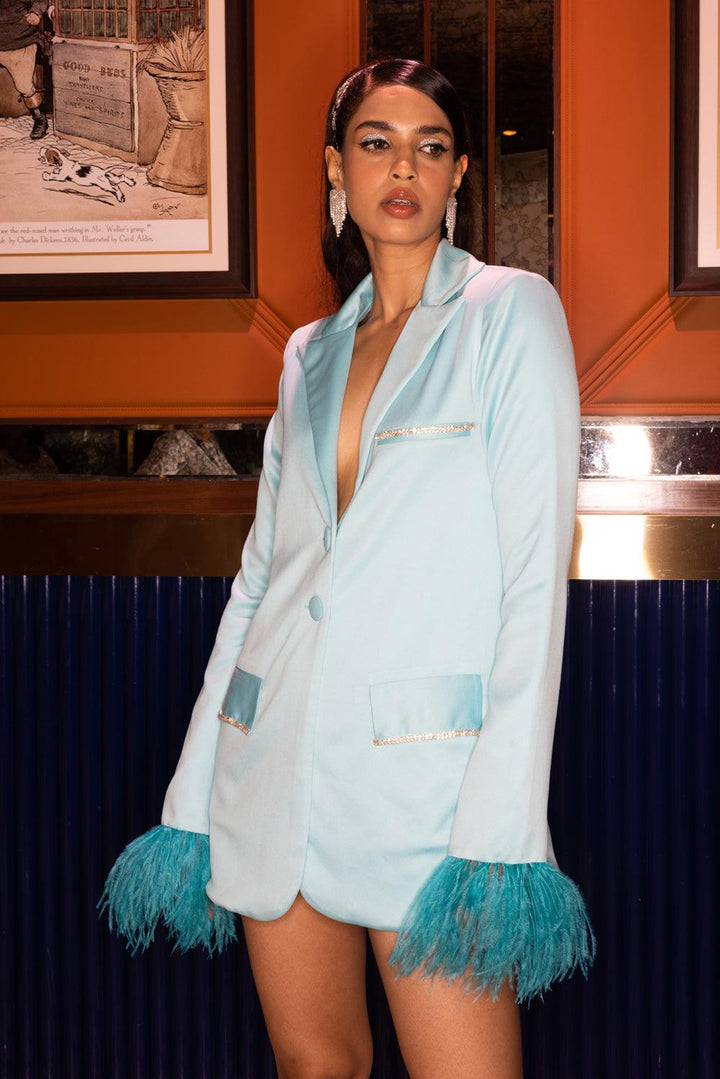 Blue Blazer Dress - ANI CLOTHING