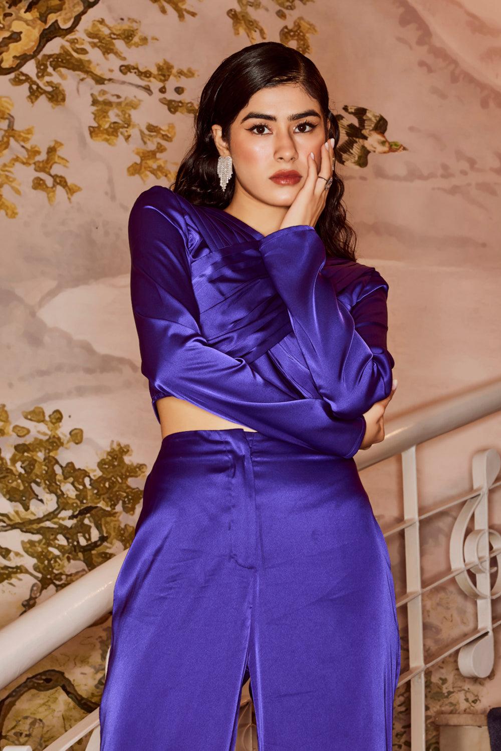 Purple Criss-Cross Co-Ord Top - ANI CLOTHING