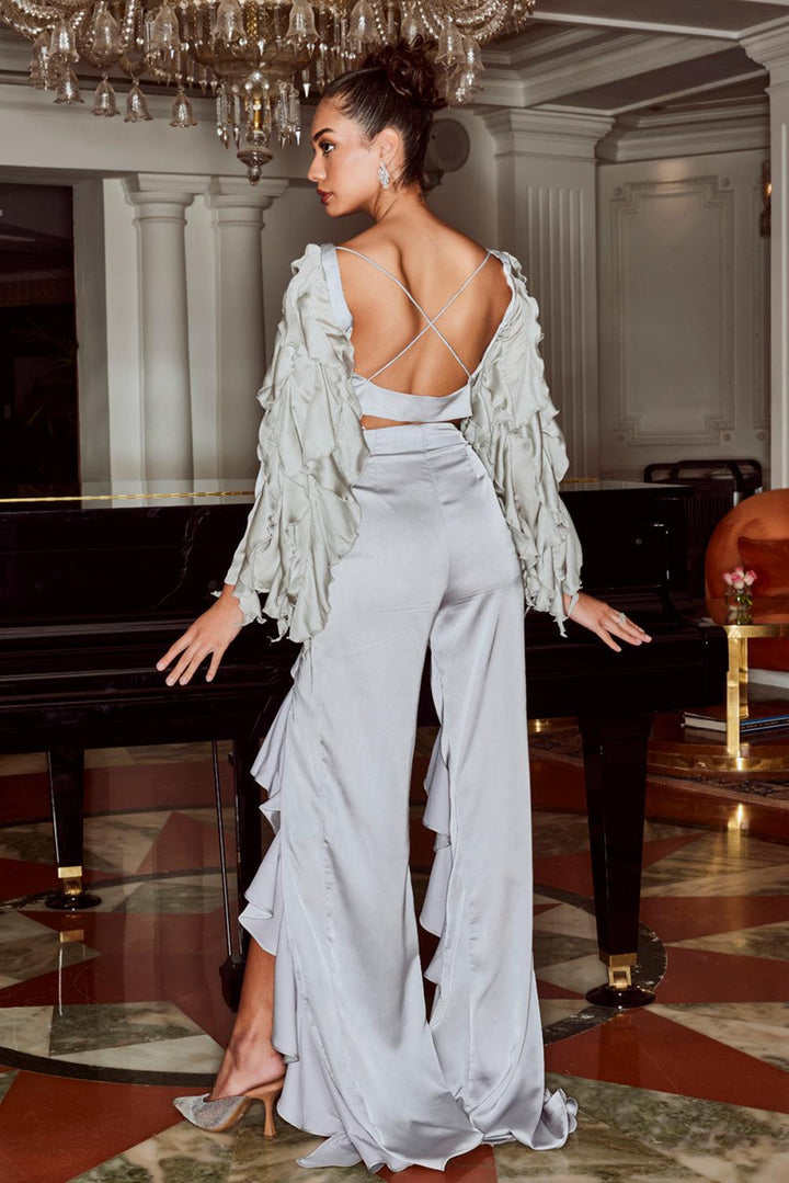 Silver Frill Trousers - ANI CLOTHING